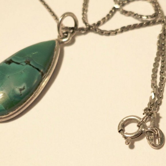 925 Silver Necklace & Pendant with a Green stone - MEX - Picture 6 of 7
